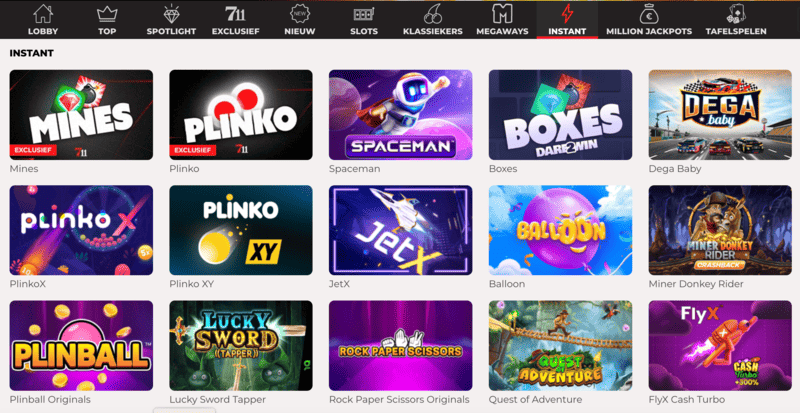 nelle instant games zoals Plinko, JetX en Spaceman
